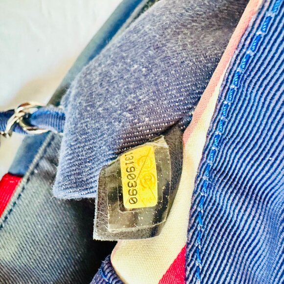 AUTHENTIC CHANEL CRUISE LINE CHAIN STRAP RED WHITE BLUE STRIPE RESORT VINTAGE - Picture 14 of 16